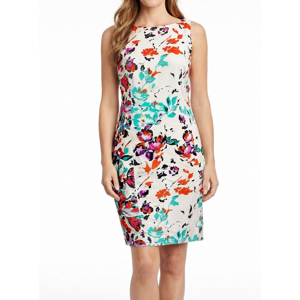 Lands’ End Women’s Floral Sleeveless Sheath Dress Size 8, Boho Style
